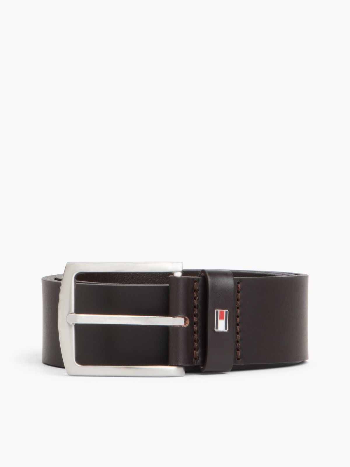 Denton Flag Logo Leather Belt — Brown