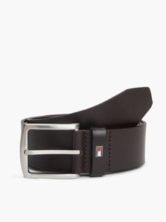 Denton Flag Logo Leather Belt — Brown 1