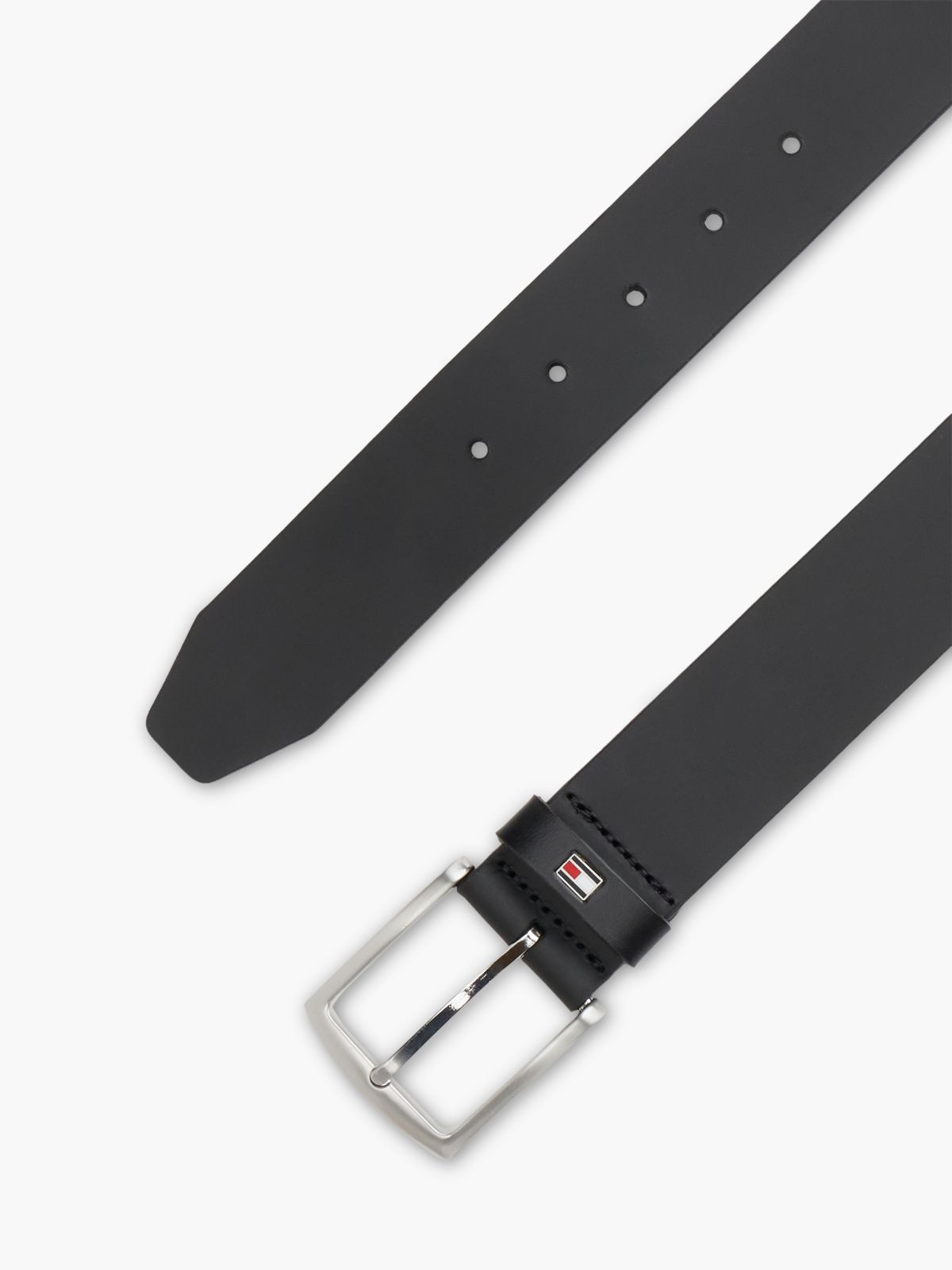 Denton Flag Logo Leather Belt — Black