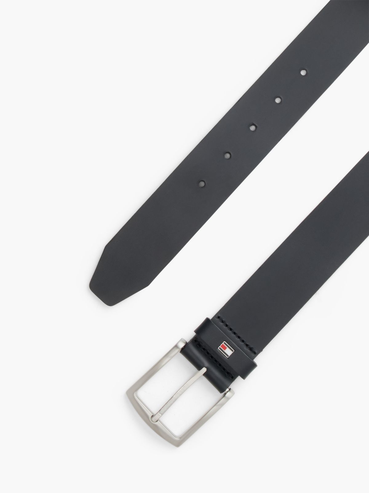 Denton Flag Logo Leather Belt — Blue
