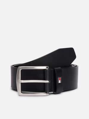 ceinture denton en cuir à logo drapeau blue pour hommes tommy hilfiger