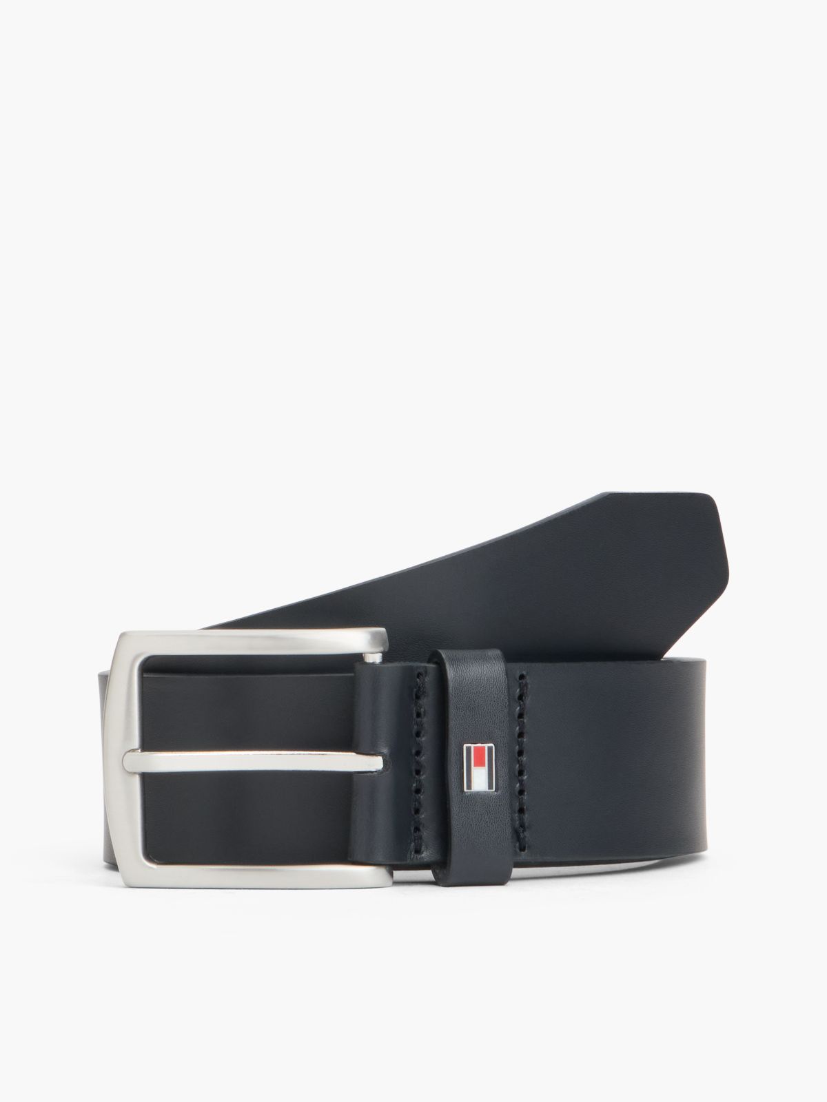 Denton Flag Logo Leather Belt — Blue