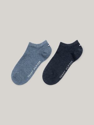 blue 2-pack contrast cuff trainer socks for kids unisex tommy hilfiger