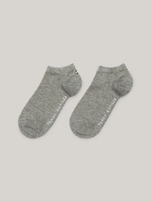 grey 2-pack contrast cuff trainer socks for kids unisex tommy hilfiger