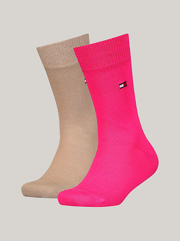 pink 2-pack kids' classic socks for unisex tommy hilfiger