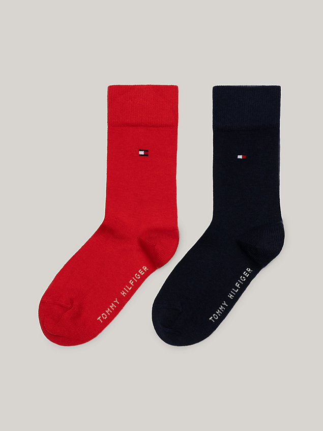 red 2-pack kids' classic socks for unisex tommy hilfiger