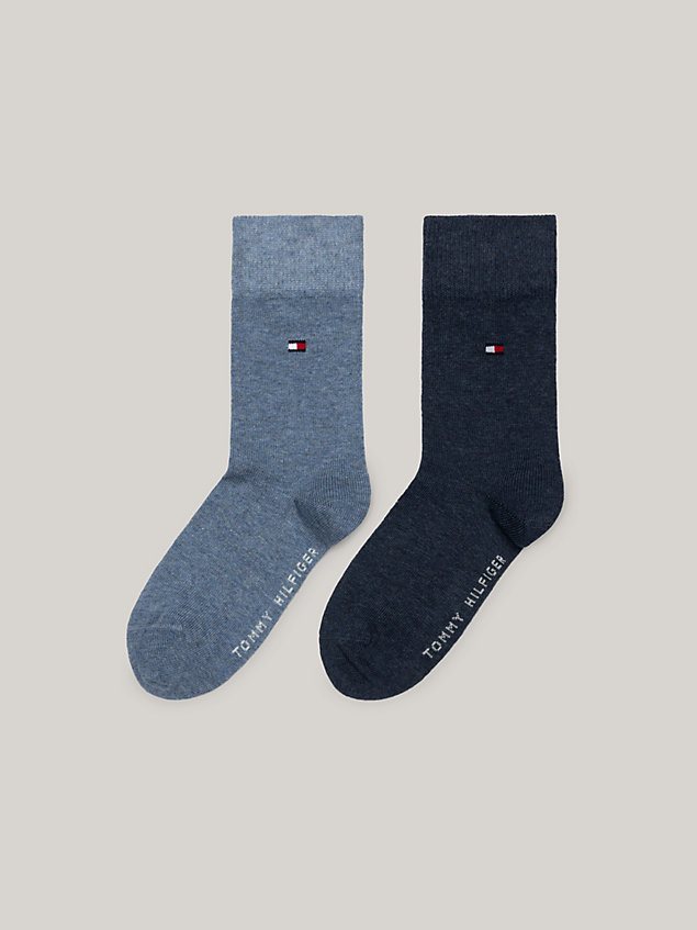 blue 2-pack kids' classic socks for unisex tommy hilfiger