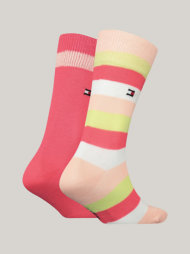 pink 2-pack classics stripe socks for unisex tommy hilfiger
