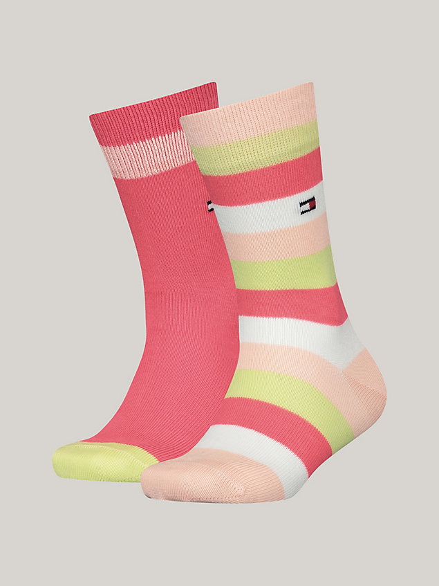 pink set van 2 paar classics sokken met strepen voor unisex - tommy hilfiger