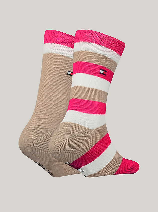 brown 2-pack classics stripe socks for unisex tommy hilfiger