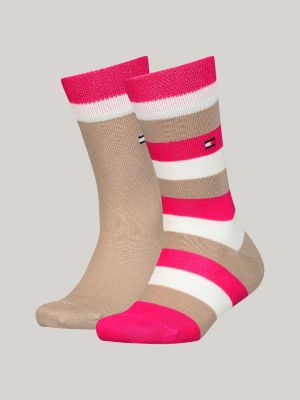 brown 2-pack classics stripe socks for unisex tommy hilfiger