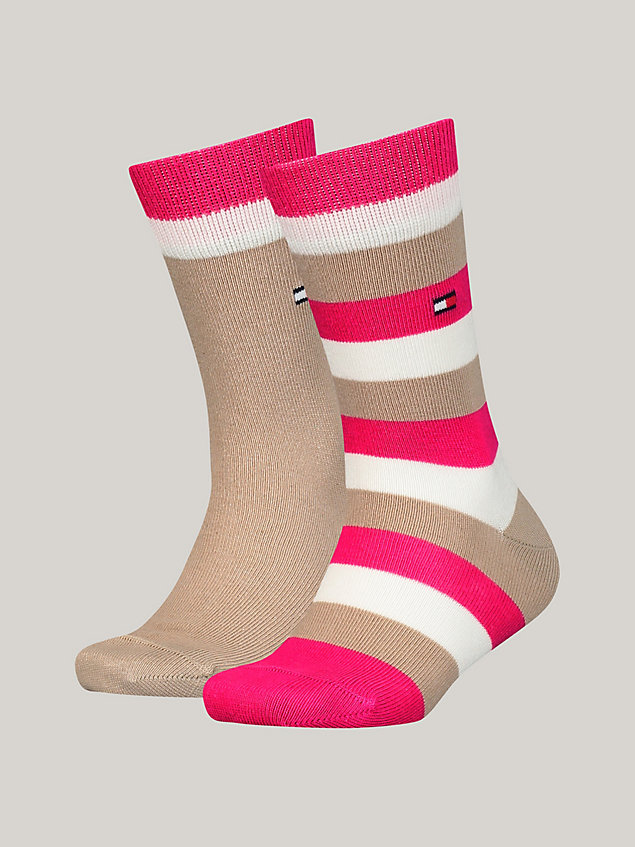 brown 2-pack classics stripe socks for unisex tommy hilfiger