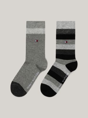 lot de 2 paires de chaussettes classics rayées black pour unisexe tommy hilfiger