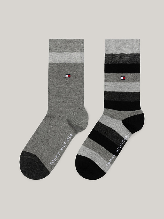 black set van 2 paar classics sokken met strepen voor unisex - tommy hilfiger