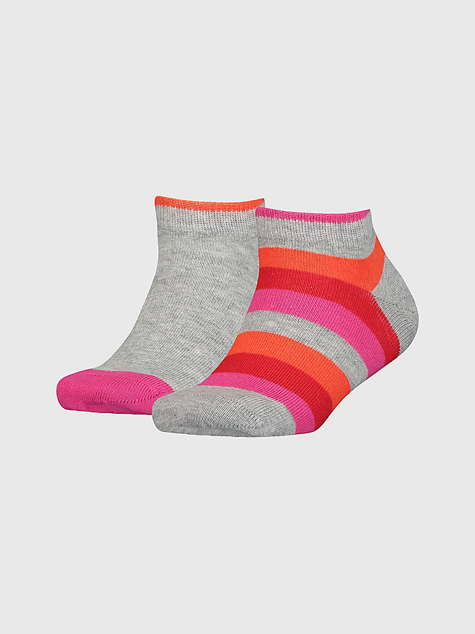 orange kids' 2-pack stripe ankle socks for unisex tommy hilfiger