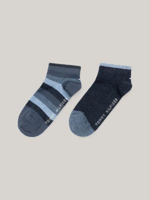 pack de 2 pares calcetines tobilleros con diseño color block y de rayas blue de unisex tommy hilfiger