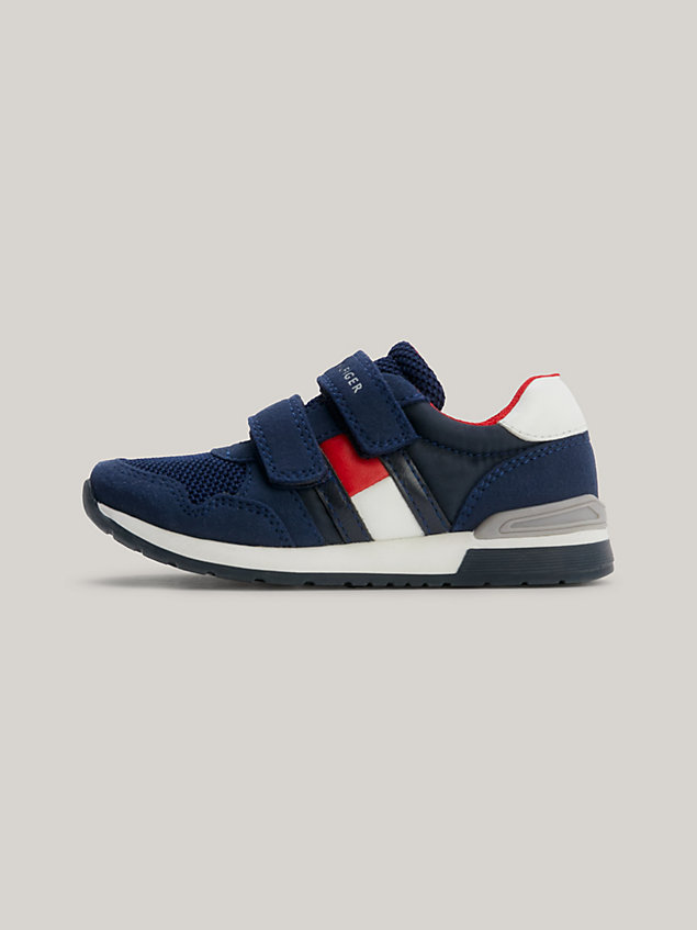 blue hook and loop trainers for boys tommy hilfiger
