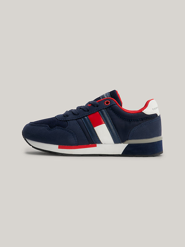 blue lace-up trainers for boys tommy hilfiger