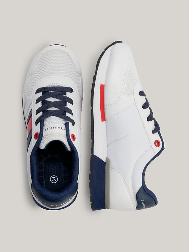 white lace-up trainers for boys tommy hilfiger