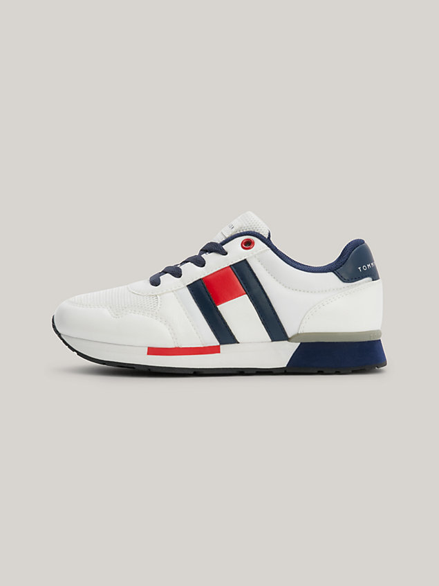 white lace-up trainers for boys tommy hilfiger