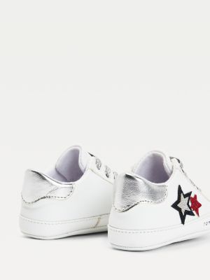 white sequin trainers