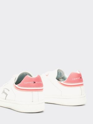 tommy hilfiger essential trainer with text logo in white