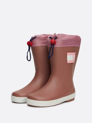 botas de agua con cordón ajustable rosa de unisex infantil tommy hilfiger