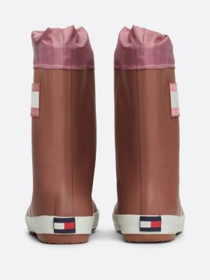 botas de agua con cordón ajustable rosa de unisex infantil tommy hilfiger