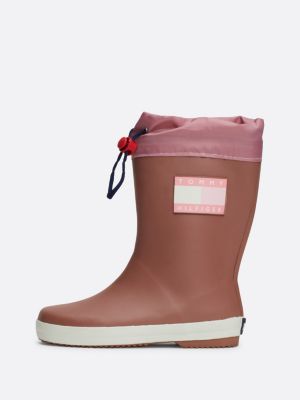 botas de agua con cordón ajustable rosa de unisex infantil tommy hilfiger