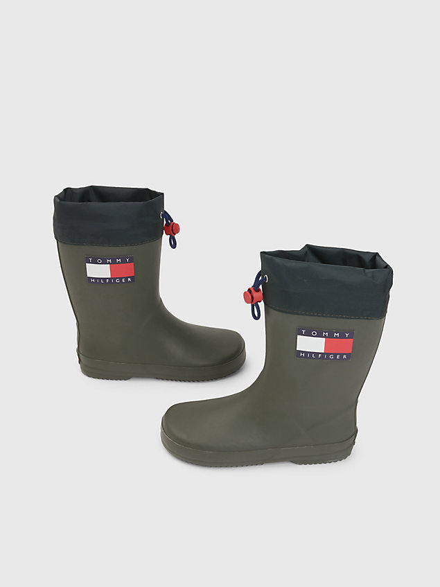 green rain boots for kids unisex tommy hilfiger