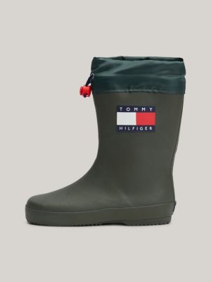 grün gummistiefel mit tunnelzug und kordelstopper für unisex kinder - tommy hilfiger