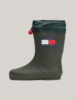 Toggle Drawstring Rain Boots — Green 7