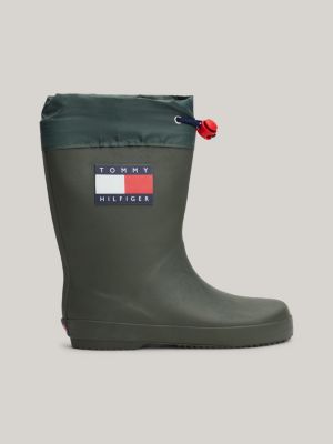 green toggle drawstring rain boots for kids unisex tommy hilfiger