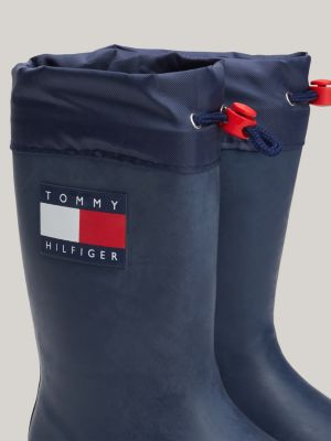 stivali da pioggia con cordoncino e olivetta blu da unisex bambino tommy hilfiger