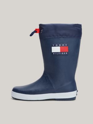 stivali da pioggia con cordoncino e olivetta blu da unisex bambino tommy hilfiger