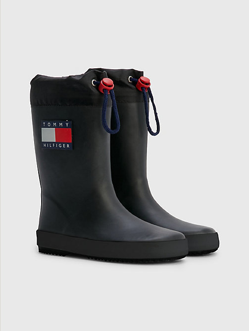 black flag toggle rain boots for kids unisex tommy hilfiger