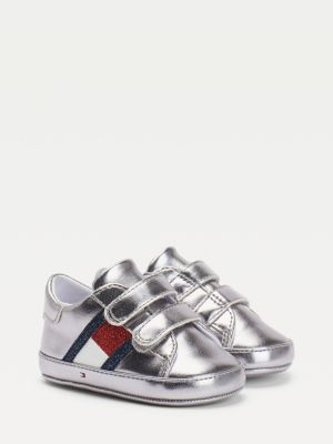 tommy hilfiger silver trainers
