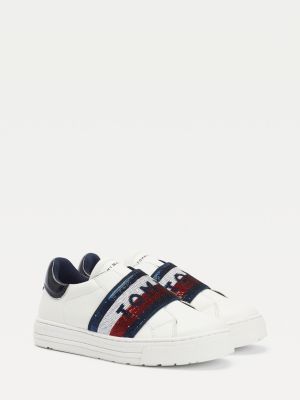 tommy hilfiger white slip on shoes