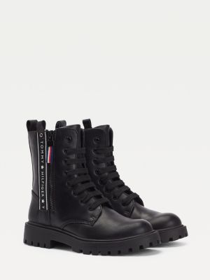 Repeat Logo Tape Lace-Up Boots | BLACK 