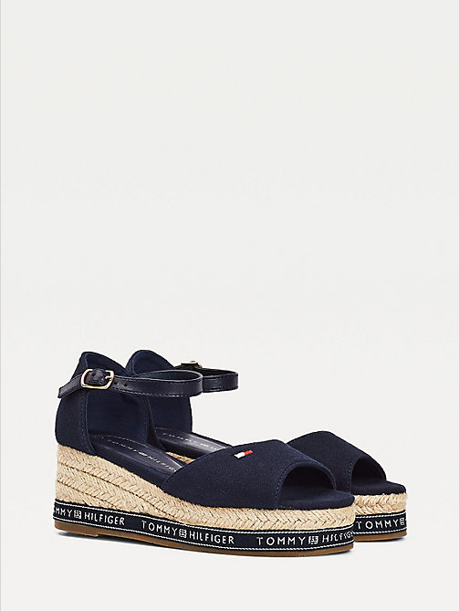 blue repeat logo wedge sandals for girls tommy hilfiger