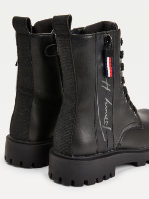 leather lace up cleat boots