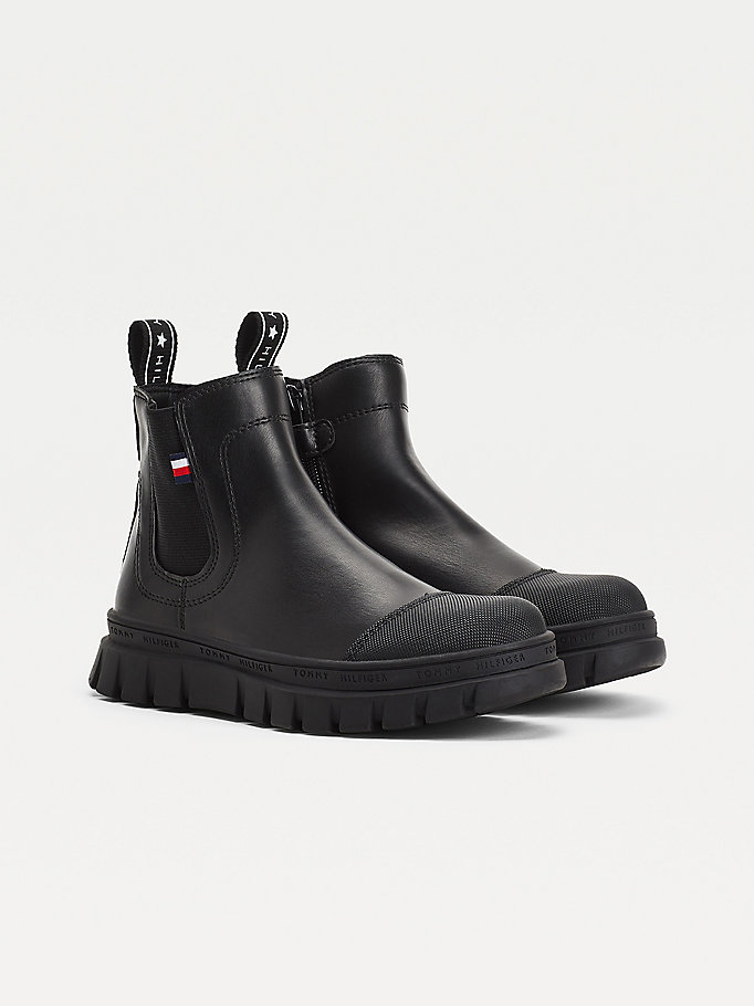 black cleat chelsea boots for girls tommy hilfiger
