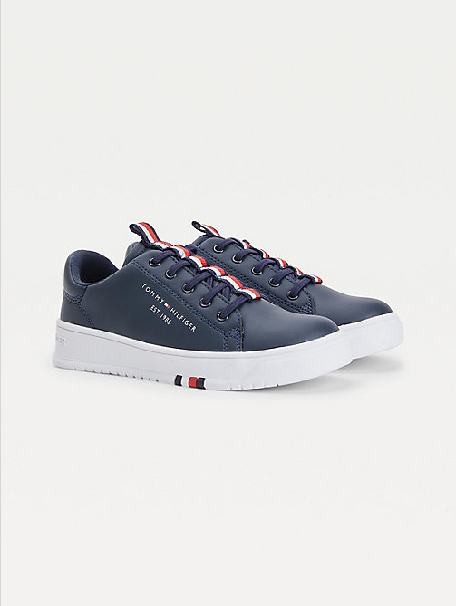 blue stripe webbing low-top trainers for boys tommy hilfiger