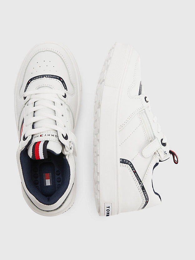 Low-Top Lace-Up Flag Trainers | White | Tommy Hilfiger