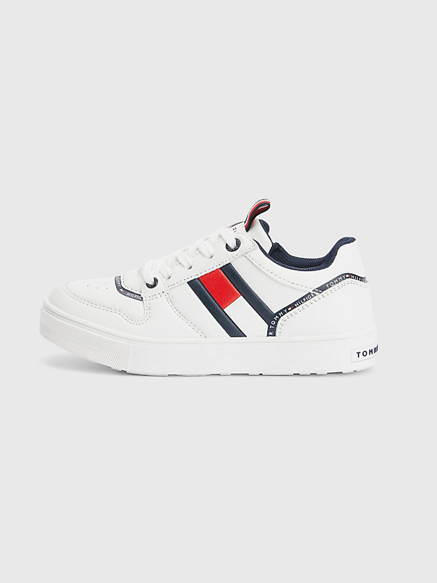 white low-top lace-up flag trainers for boys tommy hilfiger