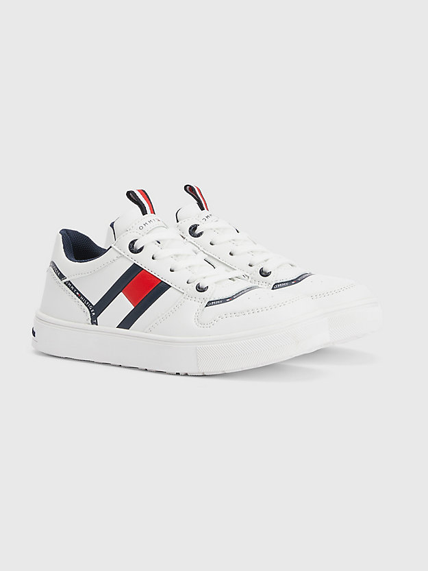 Low-Top Lace-Up Flag Trainers | White | Tommy Hilfiger