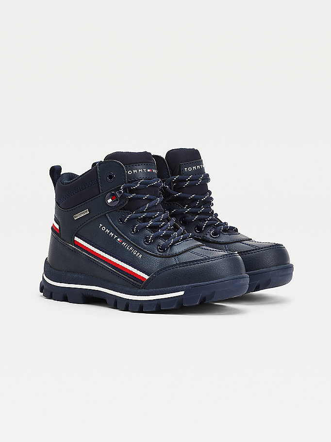 blue th tech lace-up ankle booties for boys tommy hilfiger