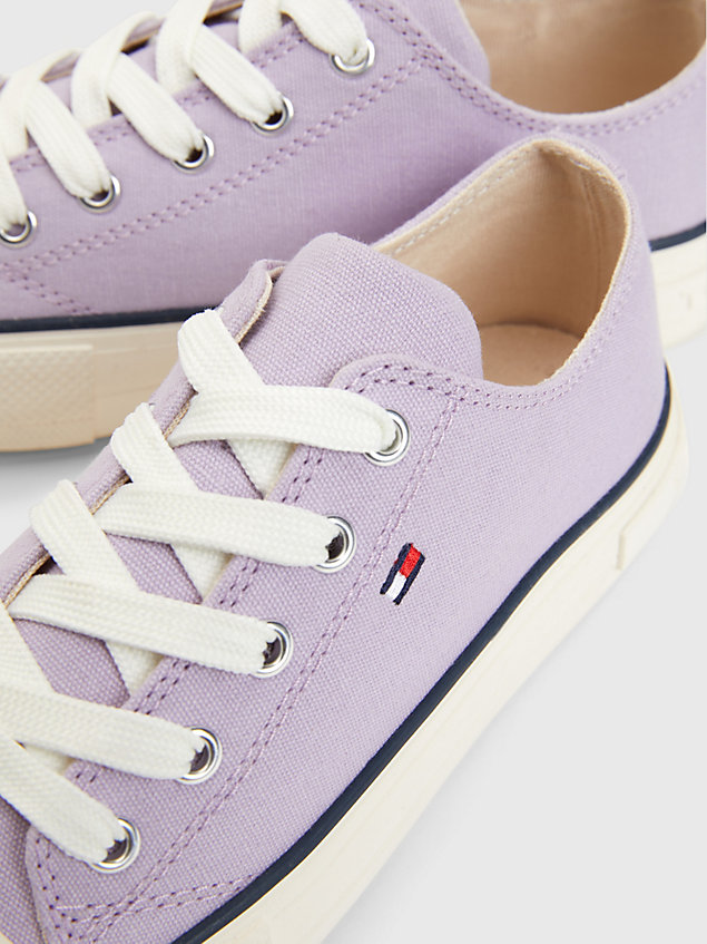 purple canvas chunky low-top trainers for girls tommy hilfiger