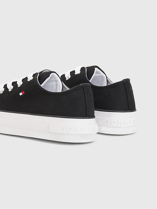 black canvas chunky low-top trainers for girls tommy hilfiger