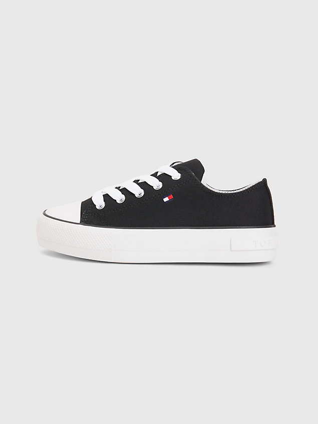black canvas chunky low-top trainers for girls tommy hilfiger
